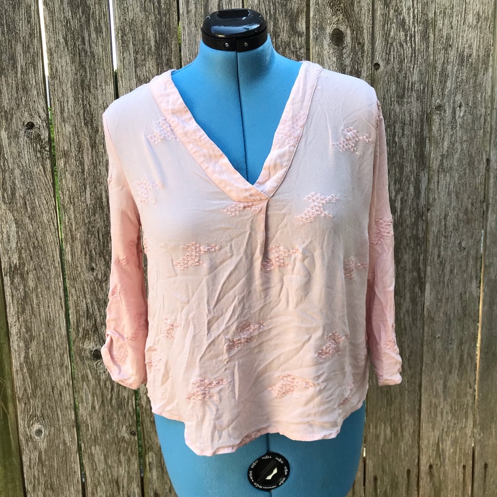 Alice Blue Stitchfix pink v-neck blouse